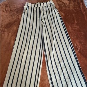 Vertically Stripped Flared Leg Pants